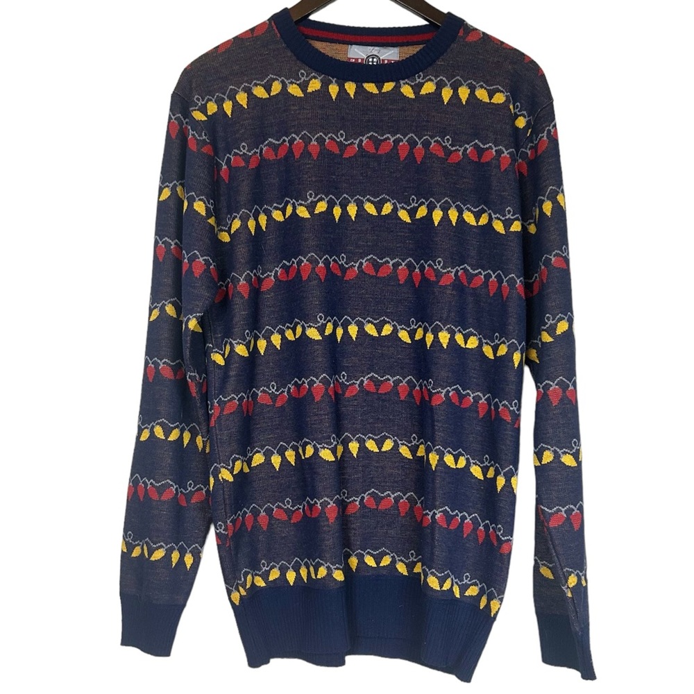 Faze 1 Christmas sweater lightbulbs blue red yellow